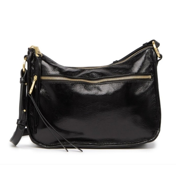 HOBO Bags Hobo Karder Leather Crossbody Bag In Glossy Black Brass